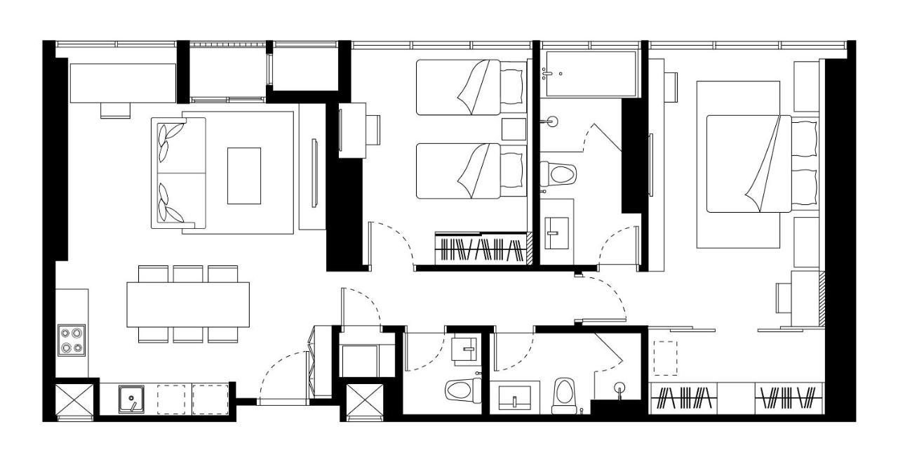 Somerset Rama 9 방콕 외부 사진 A floor plan of a typical apartment